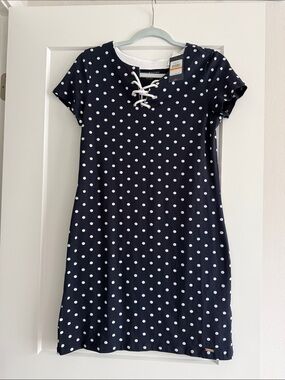 Tommy Hilfiger Navy Blue Polka Dot Midi Dress